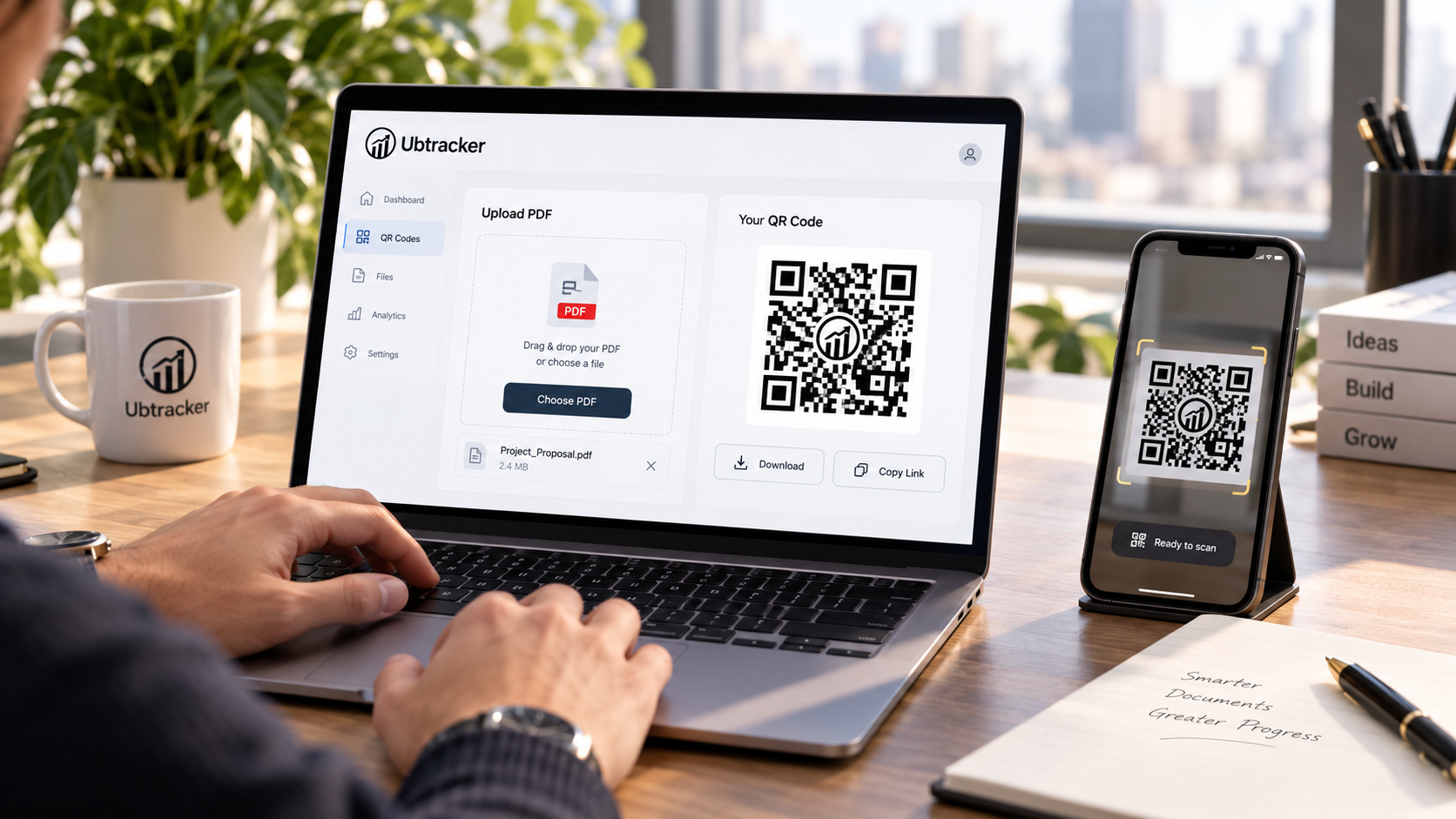 Clean workspace for creating a PDF QR code