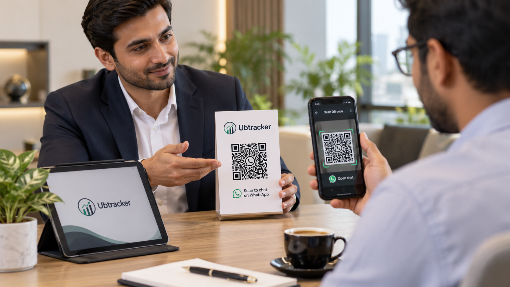 WhatsApp QR code shared during a sales meeting